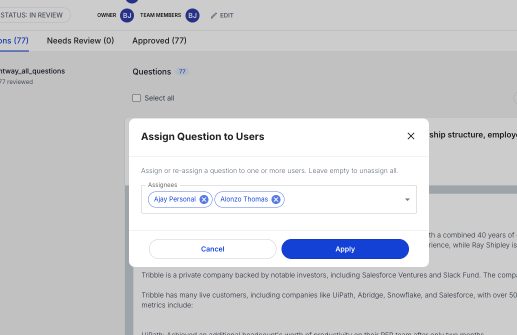 Assign questions to domain experts for review